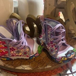 Floral Kids Shoes with Purple Accents